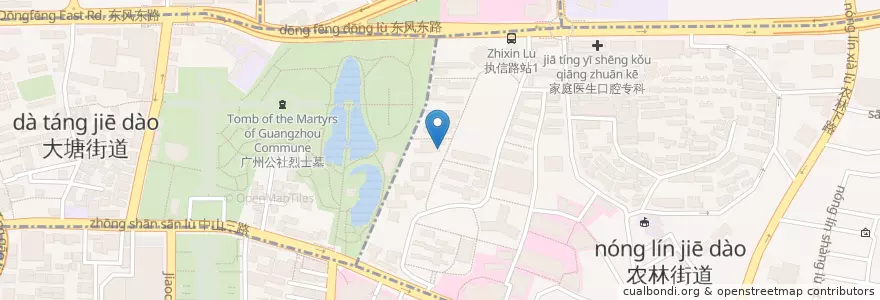 Mapa de ubicacion de 北学一饭堂 en China, Guangdong, 广州市, 越秀区.