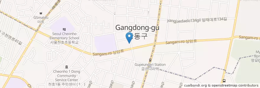 Mapa de ubicacion de 투제이 COFFEE SANDWICH en Südkorea, Seoul, 강동구, 천호1동.