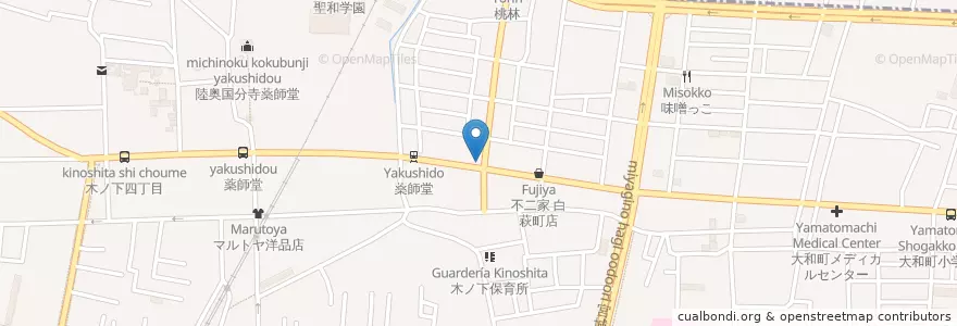 Mapa de ubicacion de 国寿司 en Japão, 宮城県, 仙台市, 若林区.