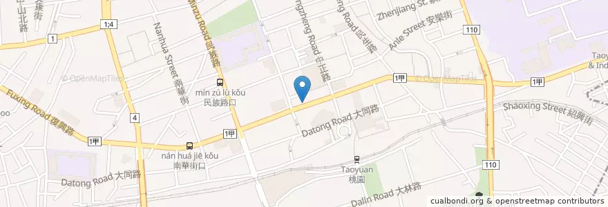 Mapa de ubicacion de 國泰世華商業銀行 en 타이완, 타오위안 시, 타오위안 구.