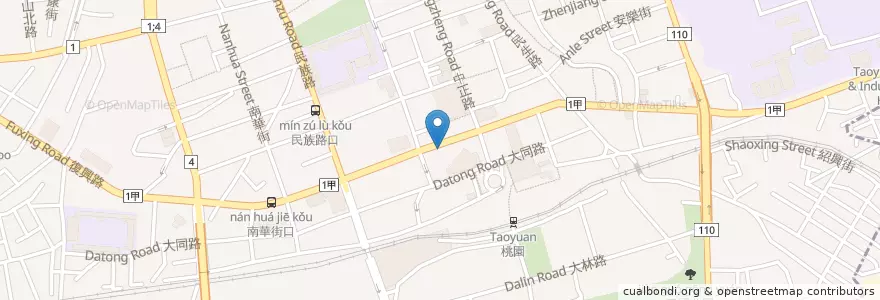 Mapa de ubicacion de MOS漢堡 en 台湾, 桃園市, 桃園区.