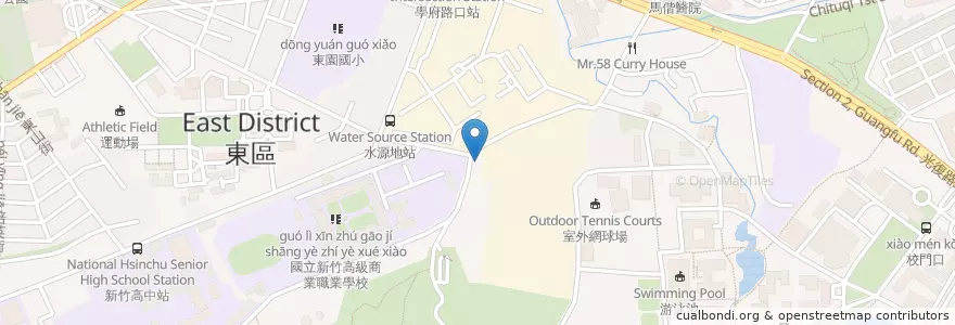 Mapa de ubicacion de 十八尖山(新竹高商) en تايوان, مقاطعة تايوان, سين شو, 東區.