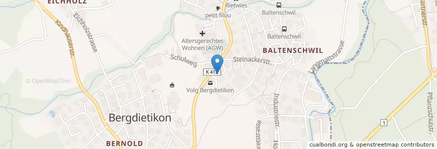 Mapa de ubicacion de Kleintierpraxis Ruge en Suíça, Aargau, Bezirk Baden, Bergdietikon.