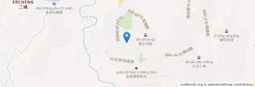 Mapa de ubicacion de 台灣基督教貴格會（玫瑰城教會） en 타이완, 신베이 시, 신뎬 구.