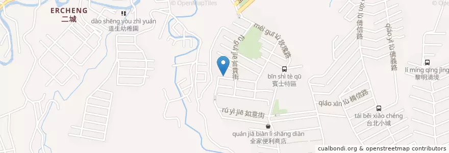 Mapa de ubicacion de 新北市召會（玫瑰城聚會所） en Taïwan, Nouveau Taipei, Xindian.