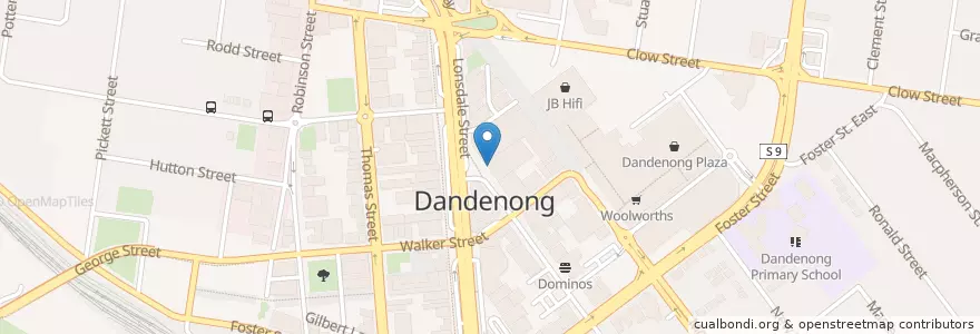 Mapa de ubicacion de Dandenong Charcoal Chicken en استرالیا, Victoria, City Of Greater Dandenong.