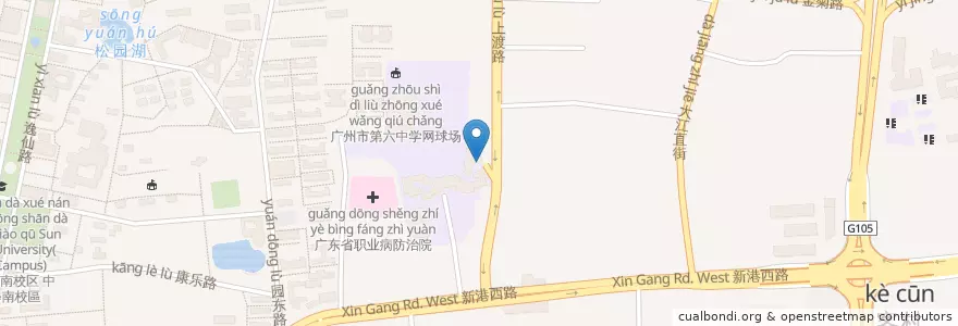 Mapa de ubicacion de 图书馆 en China, Guangdong, 广州市, 海珠区.