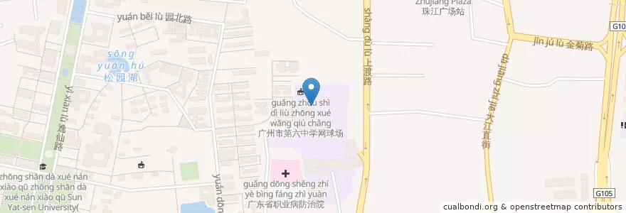 Mapa de ubicacion de 地下饭堂 en الصين, غوانغدونغ, 广州市, 海珠区.