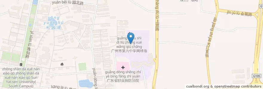 Mapa de ubicacion de 第二饭堂 en China, Guangdong, 广州市, 海珠区.
