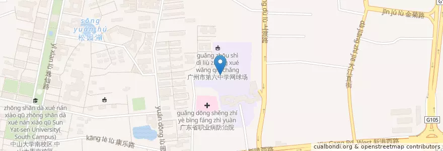 Mapa de ubicacion de 第一饭堂 en China, Guangdong, 广州市, 海珠区.