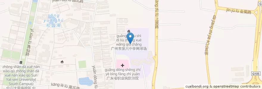 Mapa de ubicacion de 教师饭堂 en China, Guangdong, 广州市, 海珠区.