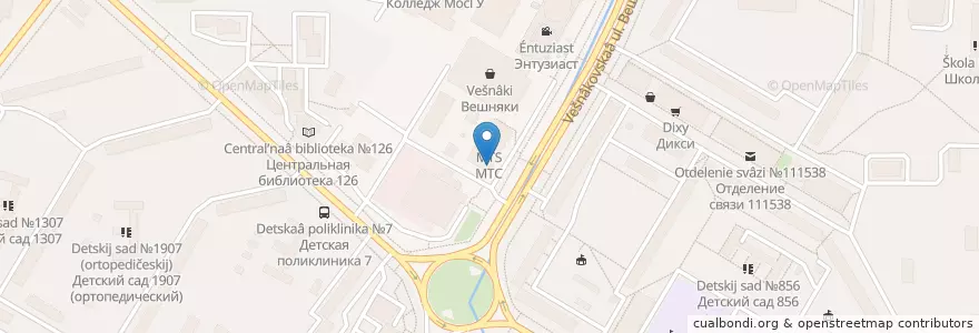 Mapa de ubicacion de Pizza Hut en Rússia, Distrito Federal Central, Москва, Восточный Административный Округ, Район Вешняки.
