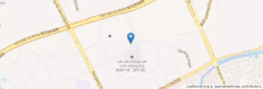 Mapa de ubicacion de 石岗渔村宝岗店 en China, Guangdong, Guangzhou, 海珠区, 海幢街道.