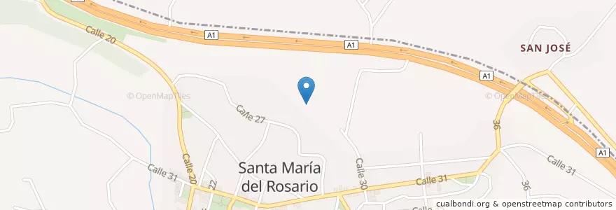 Mapa de ubicacion de santa maria del rosario balneario en Cuba, L'Avana, Cotorro.