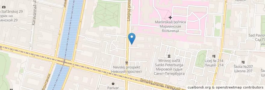 Mapa de ubicacion de Живопись + en ロシア, 北西連邦管区, レニングラード州, サンクト ペテルブルク, Центральный Район.