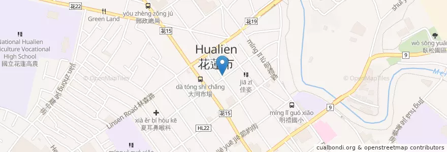 Mapa de ubicacion de Dos Tacos en Taiwan, 臺灣省, Hualien, 花蓮市.
