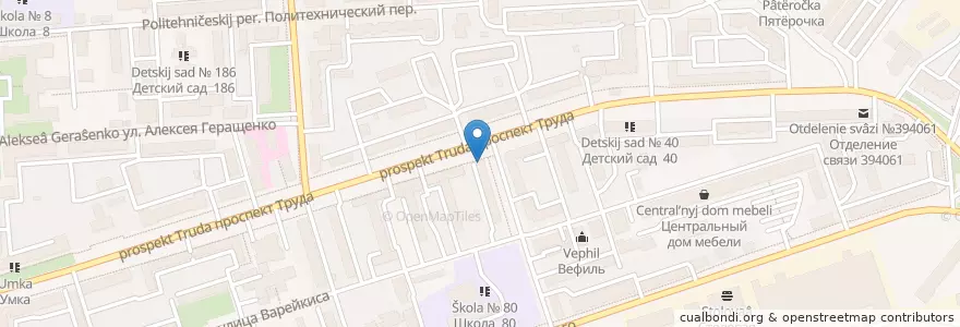 Mapa de ubicacion de Аптека "Забота" en Rusia, Distrito Federal Central, Óblast De Vorónezh, Городской Округ Воронеж.