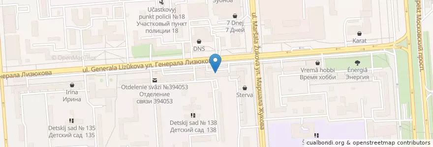 Mapa de ubicacion de Аптека "Забота" en ロシア, 中央連邦管区, Воронежская Область, Городской Округ Воронеж.