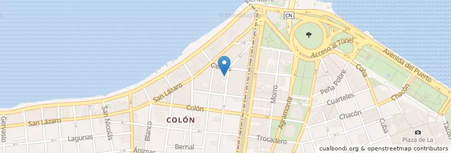 Mapa de ubicacion de Catalan Society Vocal Leo's rehearsal place en Cuba, Havana, Centro Habana.