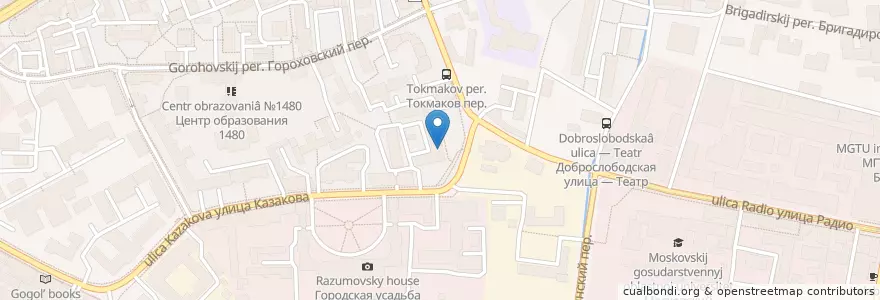 Mapa de ubicacion de Столик на одного en Rusland, Centraal Federaal District, Moskou, Центральный Административный Округ, Басманный Район.