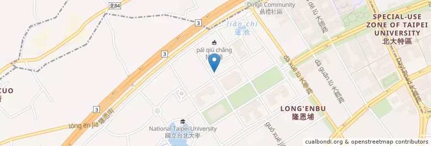 Mapa de ubicacion de 行政大樓運動場地下停車場 en تايوان, تايبيه الجديدة, 三峽區, 樹林區.