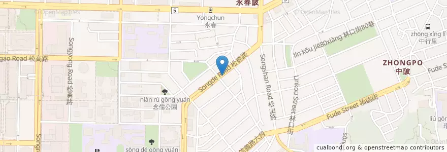 Mapa de ubicacion de 松德虎林街口 en 臺灣, 新北市, 臺北市, 信義區.