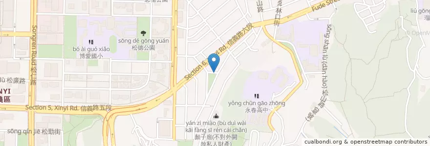 Mapa de ubicacion de 松友公園 en 台湾, 新北市, 台北市, 信義区.