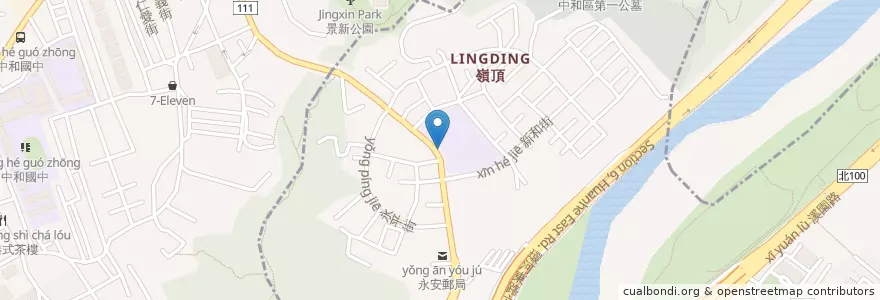 Mapa de ubicacion de Hsin Tien Xinhe Elementary School en Taiwan, New Taipei, Zhonghe District.