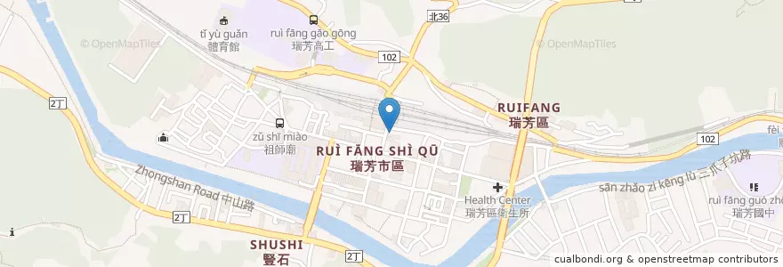 Mapa de ubicacion de 瑞芳火車站 en 타이완, 신베이 시, 루이팡 구.