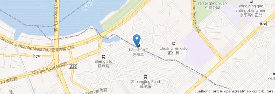Mapa de ubicacion de 名利橋 en تایوان, 新北市, 中和區, 永和區.