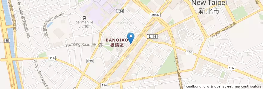 Mapa de ubicacion de 捷運府中站(2號出口) en تايوان, تايبيه الجديدة, 板橋區.