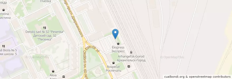 Mapa de ubicacion de Эльмар en Russia, Northwestern Federal District, Arkhangelsk Oblast, Primorsky District, Городской Округ Архангельск.