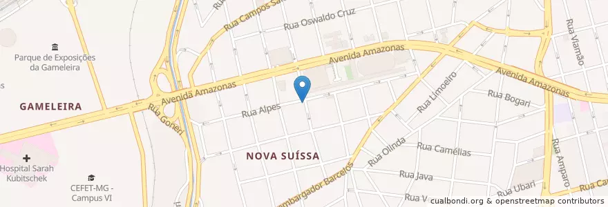Mapa de ubicacion de Pé de Goiaba en Brasilien, Südosten, Minas Gerais, Região Geográfica Intermediária De Belo Horizonte, Região Metropolitana De Belo Horizonte, Microrregião Belo Horizonte, Belo Horizonte.
