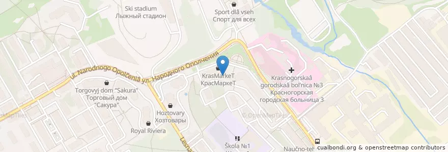 Mapa de ubicacion de Фантазеры en Rusia, Distrito Federal Central, Óblast De Moscú, Городской Округ Красногорск.