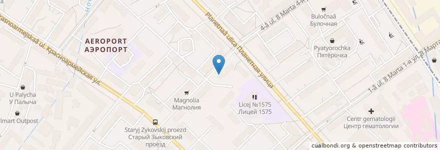 Mapa de ubicacion de Строитель-2+ en 俄罗斯/俄羅斯, Центральный Федеральный Округ, Москва, Северный Административный Округ, Район Аэропорт.
