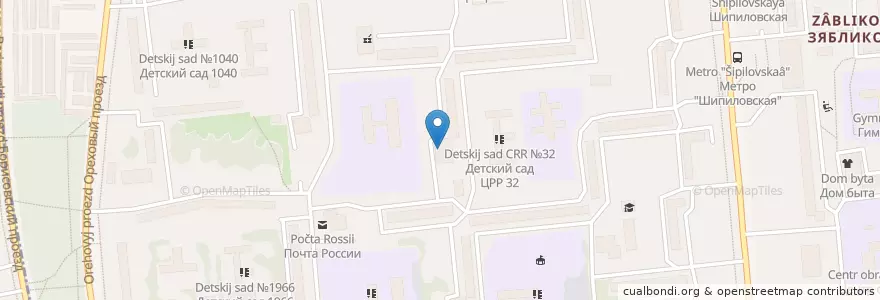 Mapa de ubicacion de Почта Банк en Rússia, Distrito Federal Central, Москва, Южный Административный Округ, Район Зябликово.