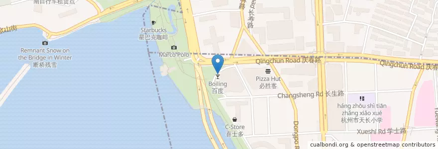 Mapa de ubicacion de Soho en 中国, 浙江省, 杭州市, 上城区, 湖滨街道.