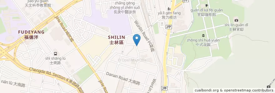 Mapa de ubicacion de 遠東醫事x光檢驗所 en 타이완, 신베이 시, 타이베이시, 스린 구.