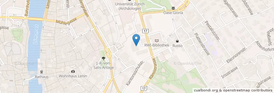 Mapa de ubicacion de Deutsches Seminar Bibliothek en Switzerland, Zurich, District Zurich, Zurich.