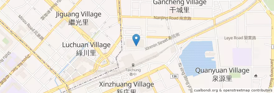 Mapa de ubicacion de 站前食堂 en 臺灣, 臺中市, 東區.