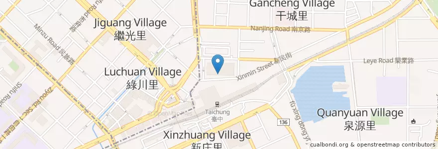 Mapa de ubicacion de Thefreen Burger en تایوان, تایچونگ, 東區.