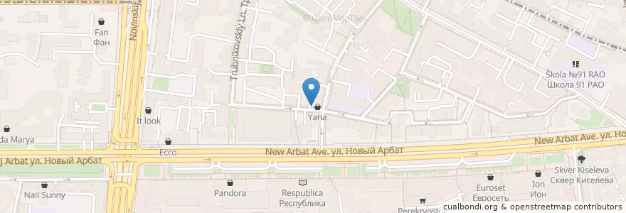 Mapa de ubicacion de Кулинарная лавка en Rússia, Distrito Federal Central, Москва, Центральный Административный Округ, Район Арбат.