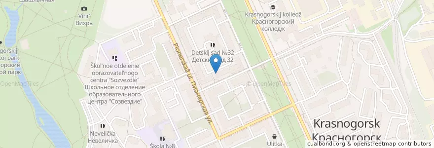 Mapa de ubicacion de Участковый пункт полиции № 2 en روسيا, Центральный Федеральный Округ, محافظة موسكو, Городской Округ Красногорск.