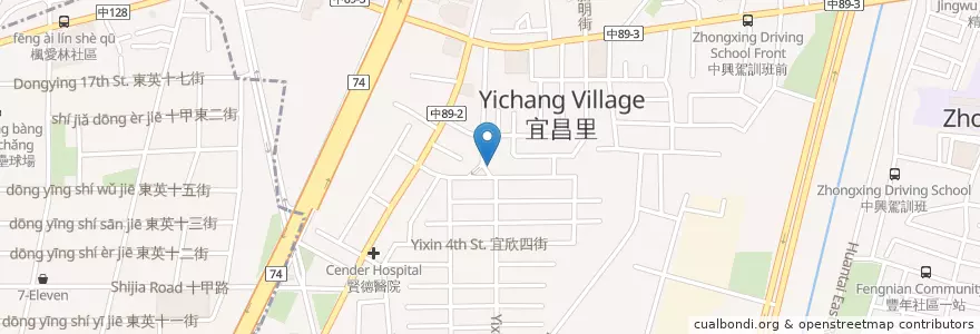 Mapa de ubicacion de 宜欣早點 en تايوان, تاي شانغ, 太平區.