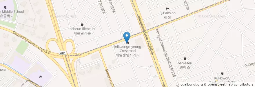 Mapa de ubicacion de 삼방주유소(GS) en South Korea, Seoul, Seocho-Gu, Seocho-Dong, Seocho 4(Sa)-Dong.
