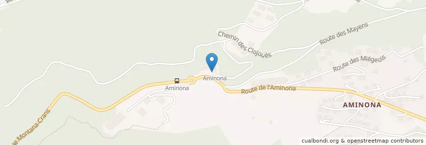 Mapa de ubicacion de Restaurant du Centre d'Accueil d'Aminona en 瑞士, Valais/Wallis, Sierre, Crans-Montana.