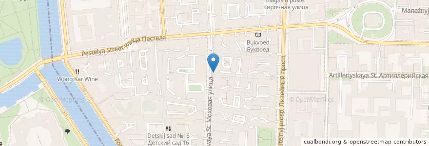 Mapa de ubicacion de Bros Burritos en ロシア, 北西連邦管区, レニングラード州, サンクト ペテルブルク, Центральный Район, Литейный Округ.