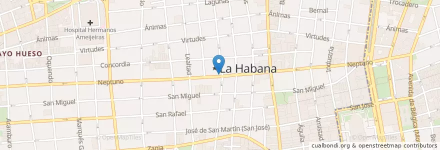 Mapa de ubicacion de sandwiches ham egg cheese 50c en 古巴, La Habana, Centro Habana.