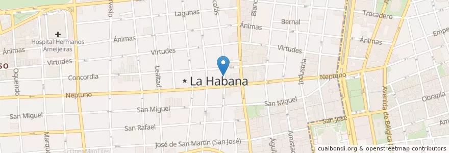 Mapa de ubicacion de cafeteria havanera burgers $1 en Куба, Гавана, Centro Habana.