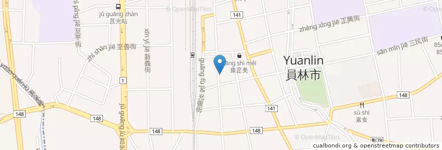 Mapa de ubicacion de Pizza factory en Taiwán, Provincia De Taiwán, Condado De Changhua, 員林市.